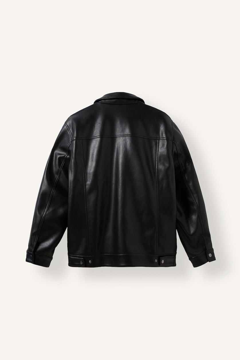 MAN Black Zipper Faux Leather Jacket