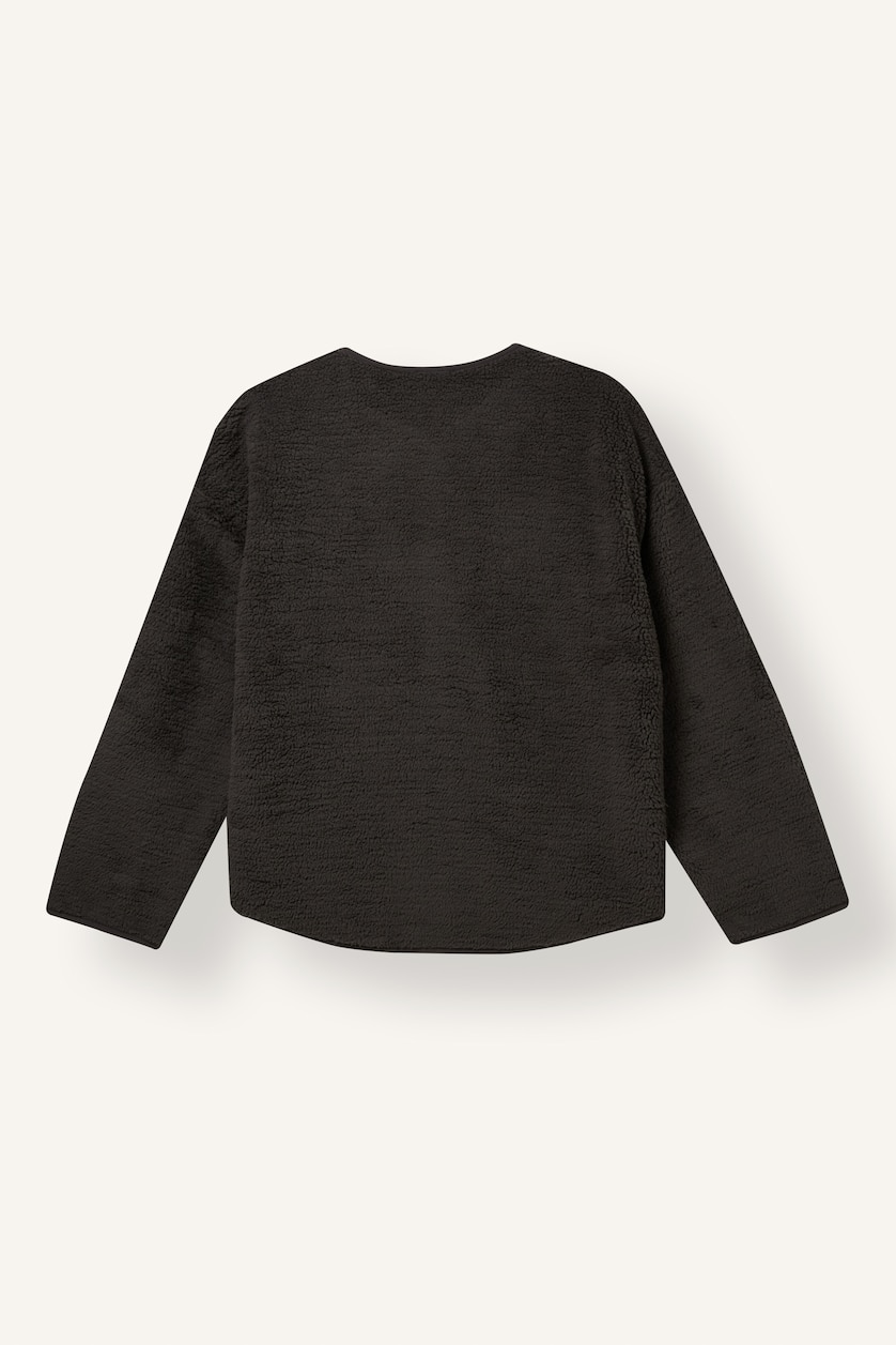 Women Dark Anthracite Regular Fit Sherpa Cardigan