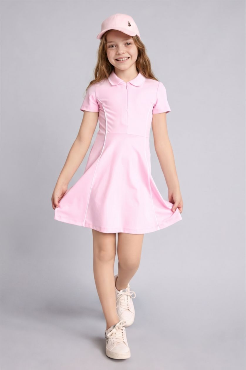 Girls & Teens Light Pink فستان بناتي نص ردن