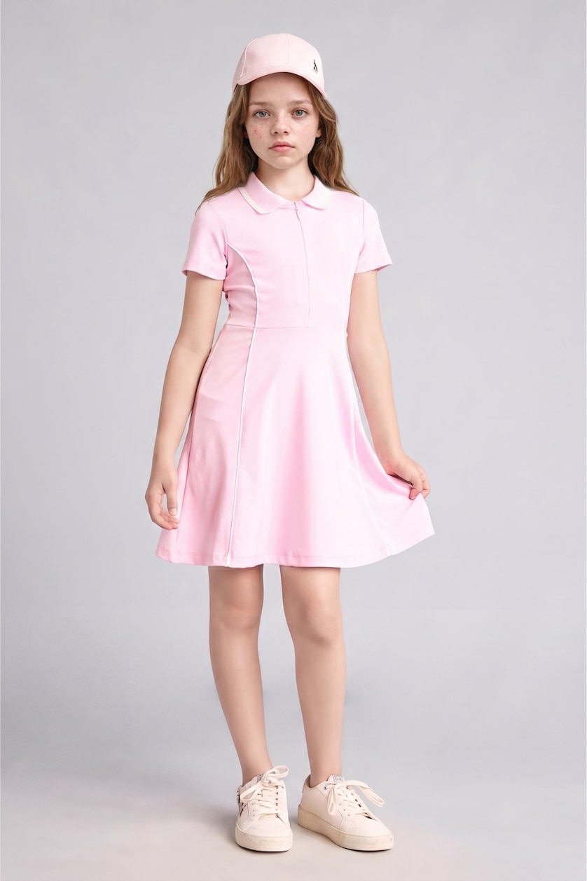 Young Girls - Teen Girls Light Pink Short Sleeve Knitted Dress