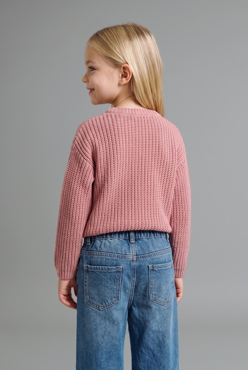BÉBÉ FILLE Bordeaux Pull en maille côtelé à col rond avec broderie étoile pour bébé fille
