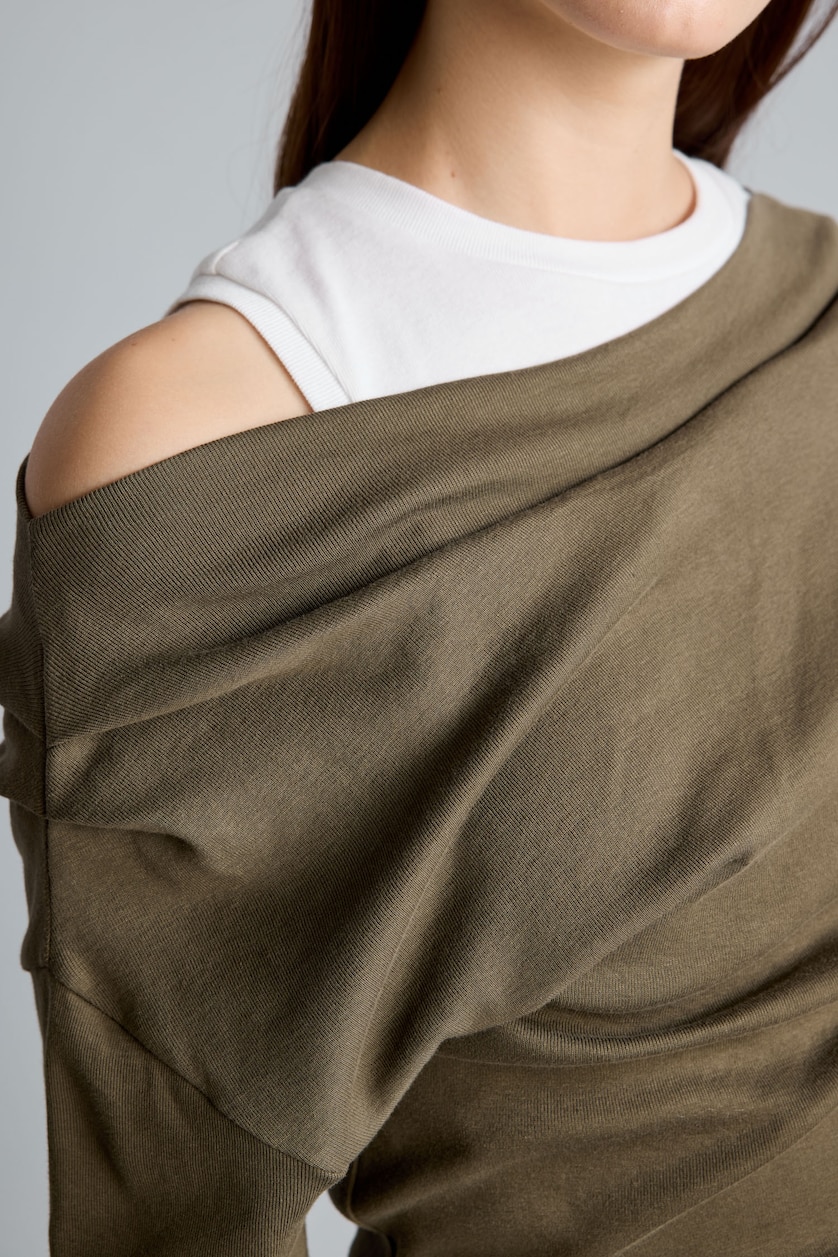Women Khaki Slim Fit Ribana Long Sleeve T-Shirt