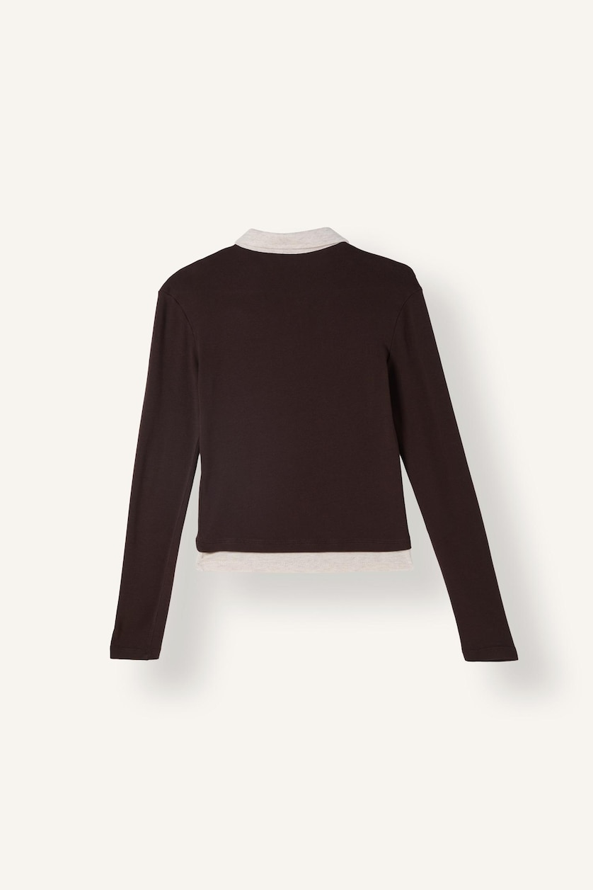 Women Brown Slim Fit Ribana Long Sleeve T-Shirt