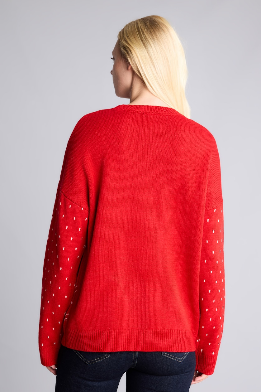 WOMAN Red Regular Fit Crew Neck Knitted Christmas Pullover