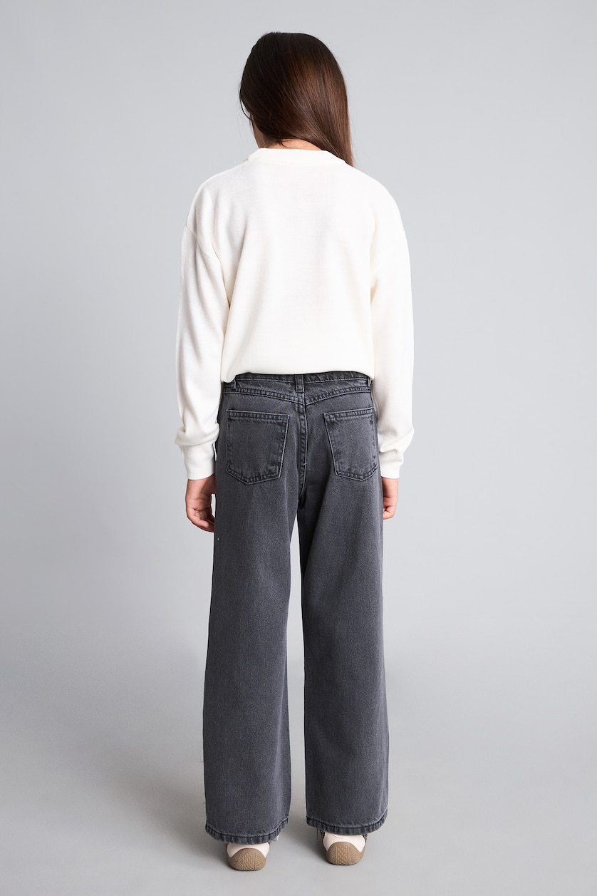 Kız Çocuk - Genç Kız Antrasit Straight Fit Jean Pantolon Kız Çocuk