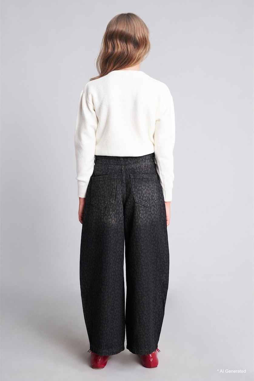 Girls & Teens Black Girl Wide Leg Long Jeans