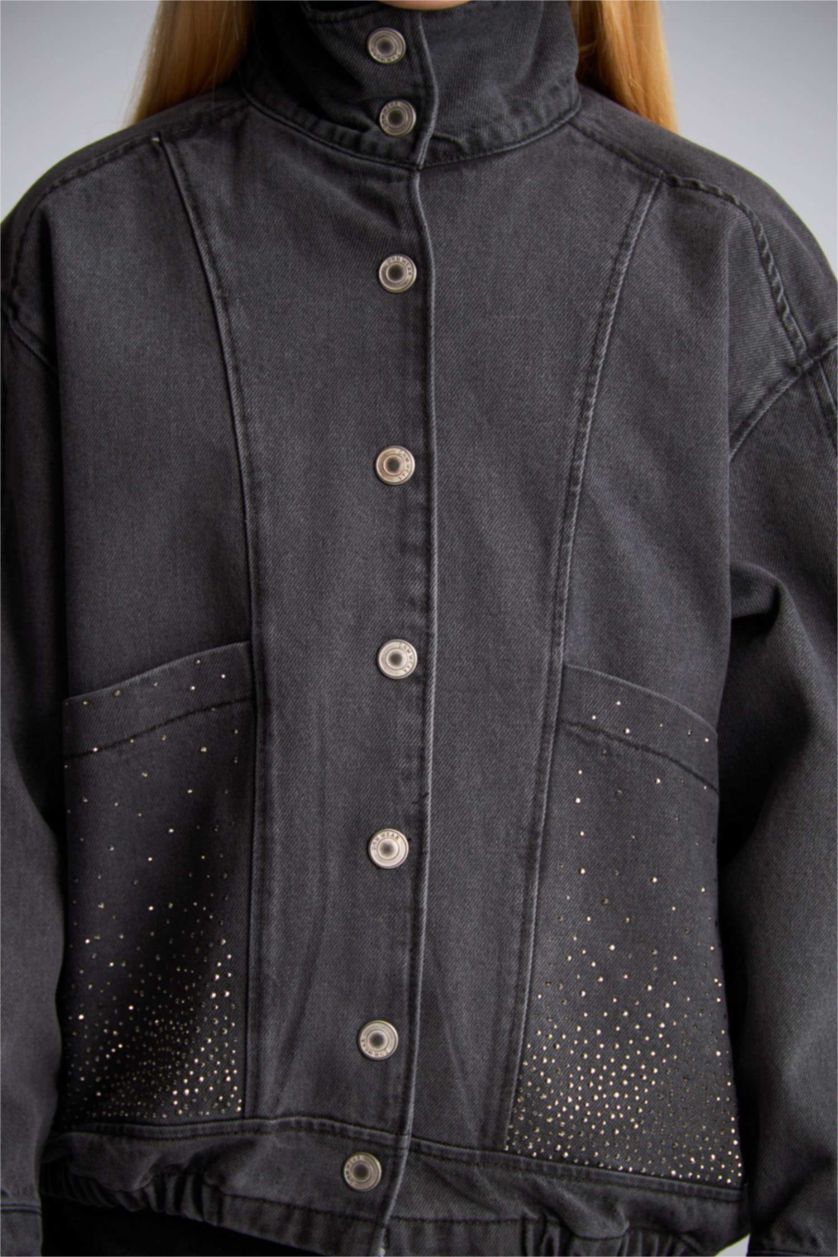 Young Girls - Teen Girls Anthracite Oversize Fit Denim Jacket