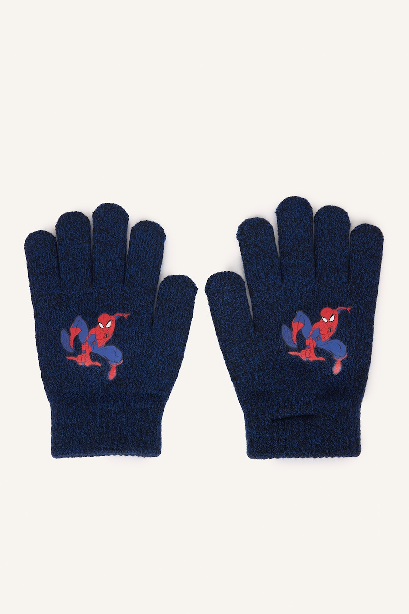 Erkek Çocuk - Genç Erkek Lacivert Marvel Spiderman Baskılı Eldiven Erkek Çocuk