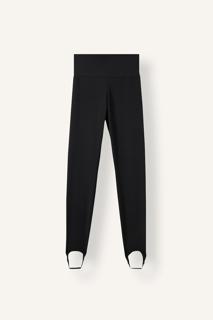 Women Black High Waist Stirrup Leggings