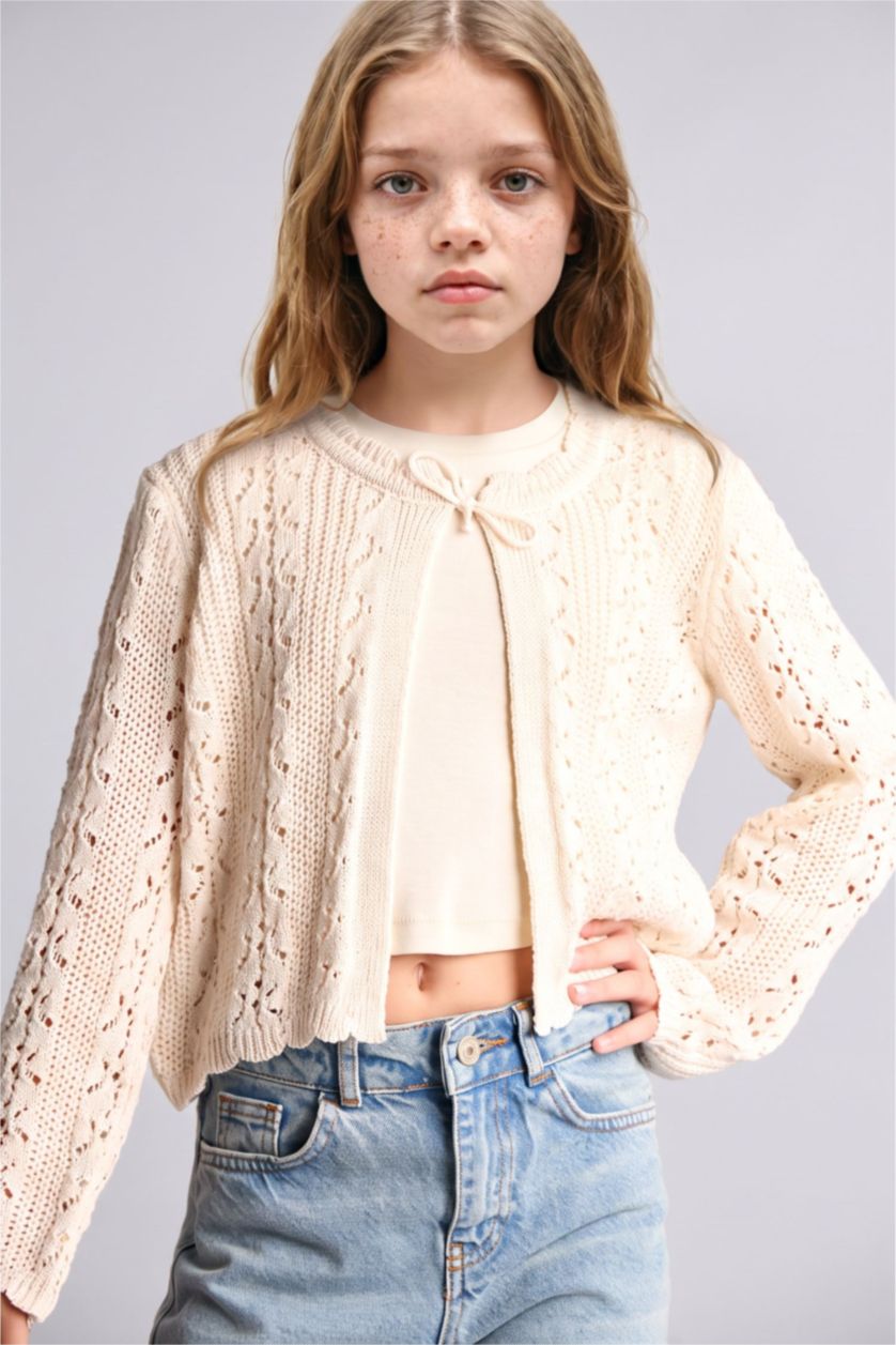 Young Girls - Teen Girls White Regular Fit Cardigan