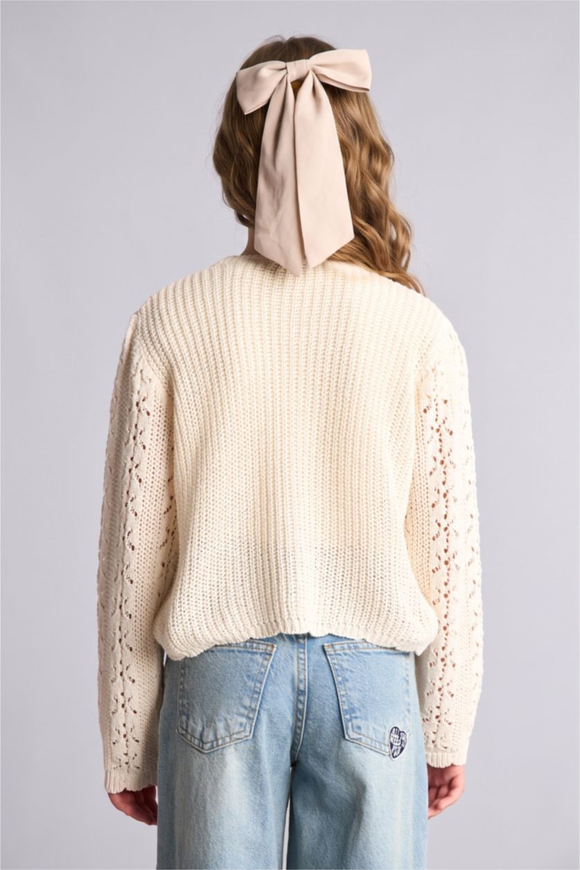 Young Girls - Teen Girls White Regular Fit Cardigan