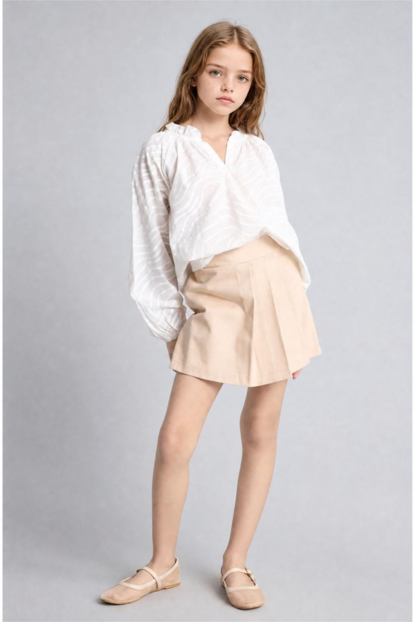 Young Girls - Teen Girls Ecru Long Sleeve Blouse