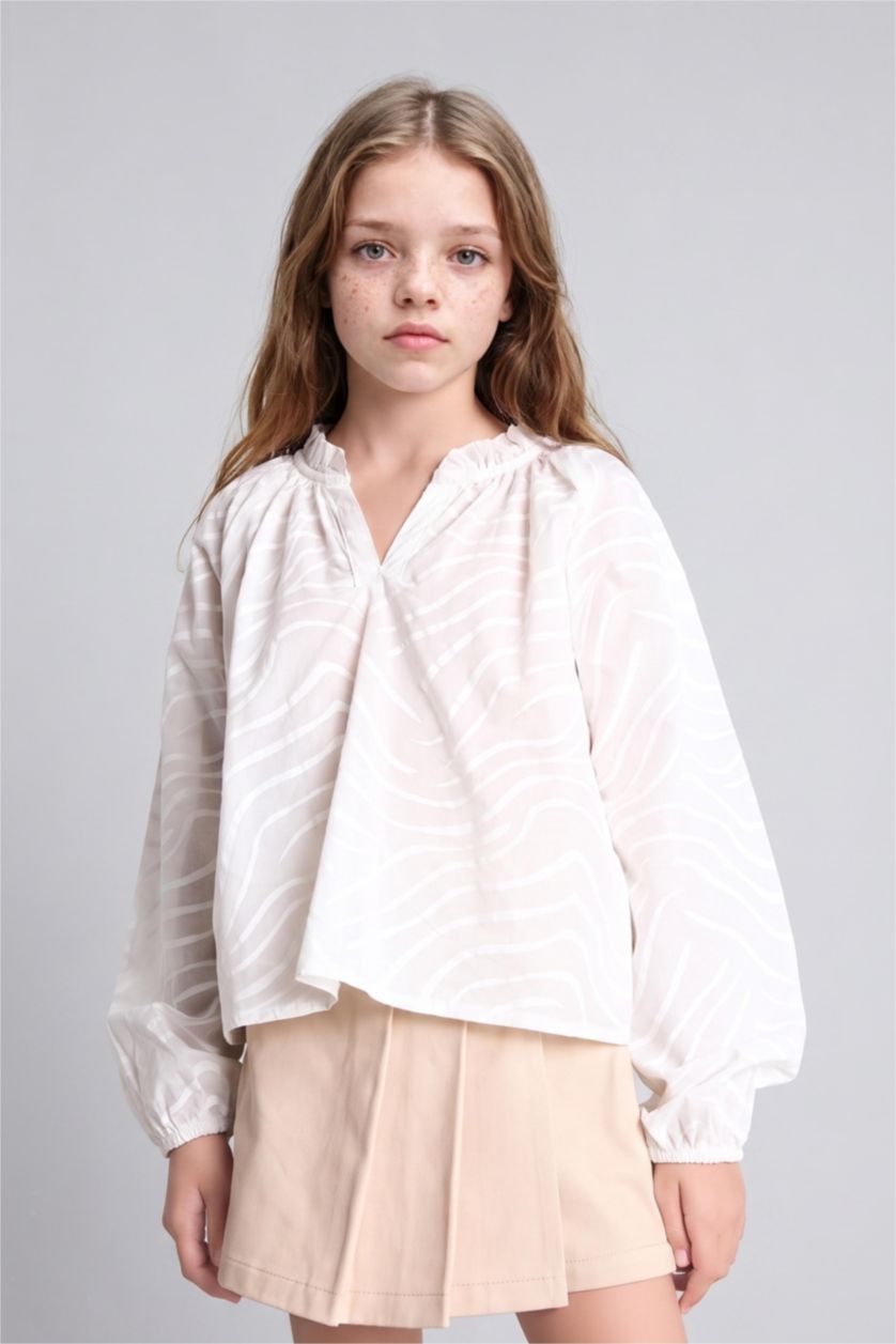 Young Girls - Teen Girls Ecru Long Sleeve Blouse