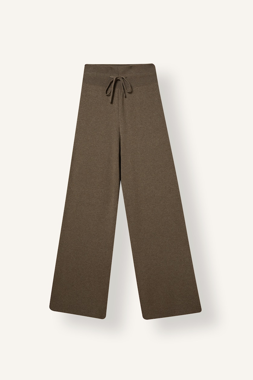 Kadın Açık Kahve Melanj Geniş Paça Pijama Altı