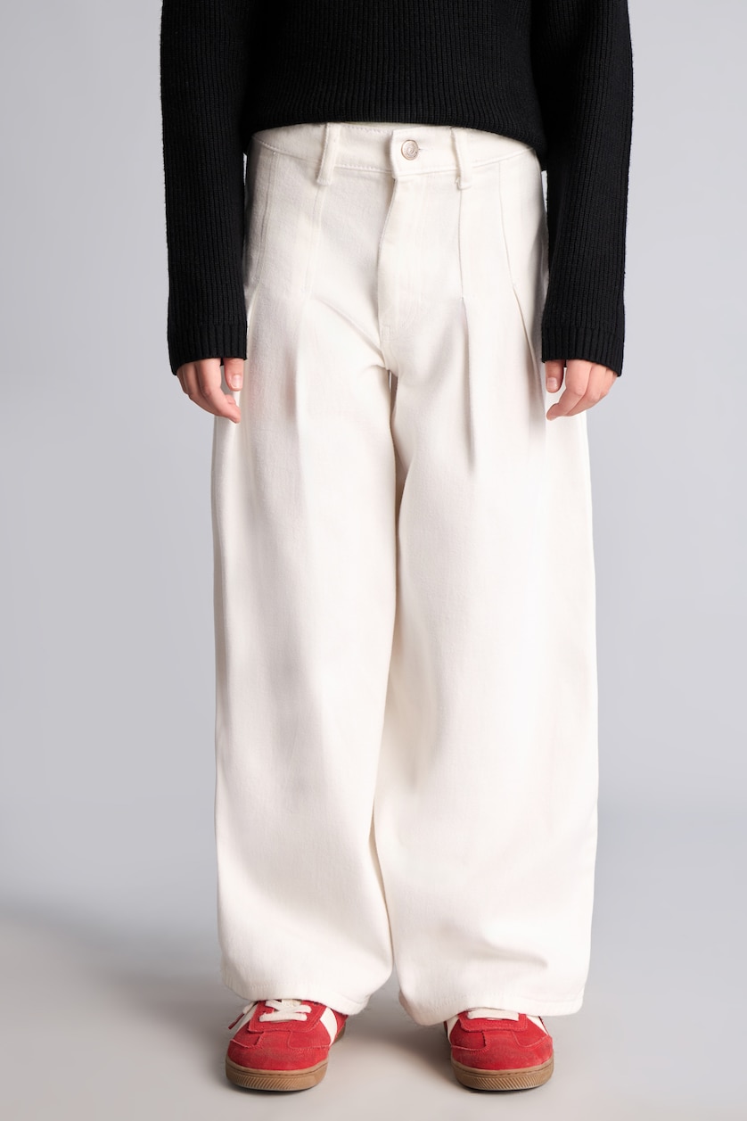 FILLES Écru Pantalon large en gabardine avec poches pour fille