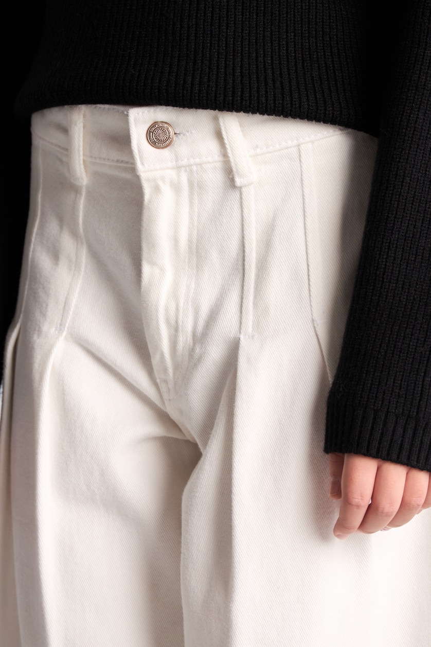 FILLES Écru Pantalon large en gabardine avec poches pour fille