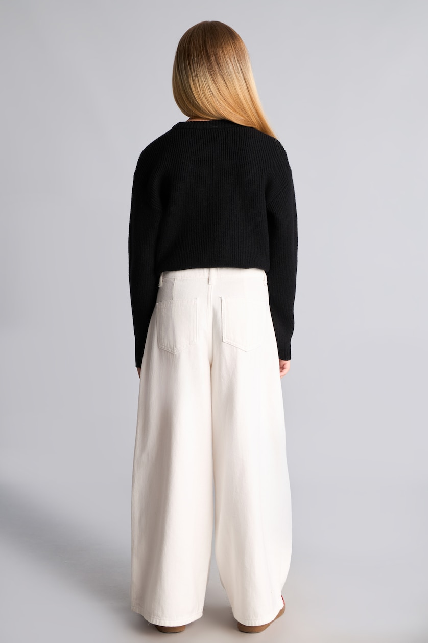 FILLES Écru Pantalon large en gabardine avec poches pour fille