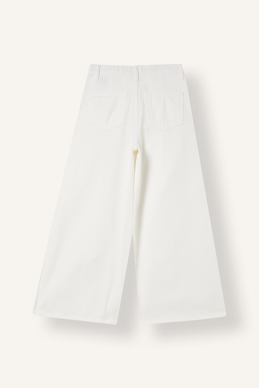 VAJZA & ADOLESHENTE Ecru Girl Wide Leg Pocket Gabardine Trousers
