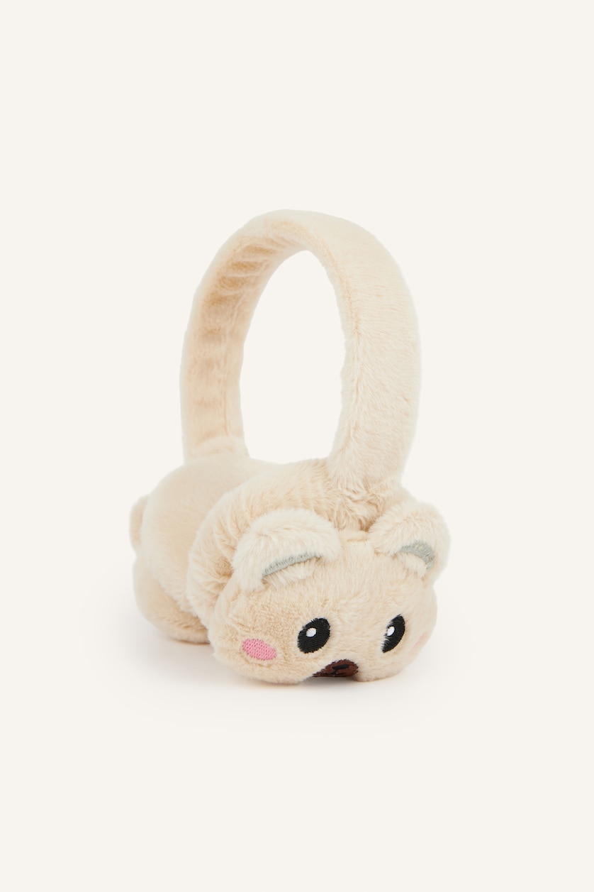 Erkek Çocuk - Genç Erkek Ekru Peluş Kulaklık Erkek Çocuk