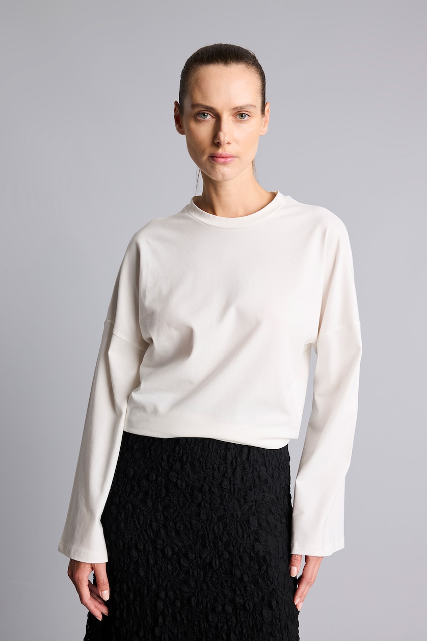 Women Ecru Relax Fit Long Sleeve T-Shirt