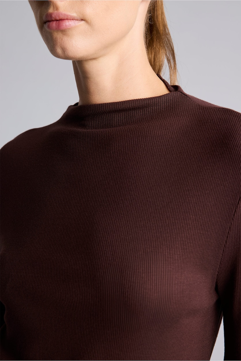 Women Brown Slim Fit Long Sleeve Tunic