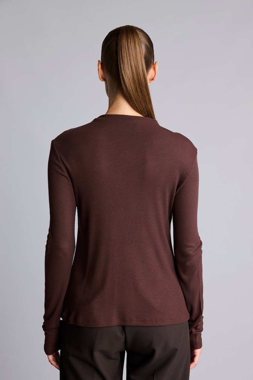 Women Brown Slim Fit Long Sleeve Tunic