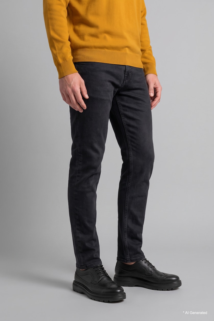 MAN Anthracite Pedro Slim Fit Regular Waist Slim Leg Jeans
