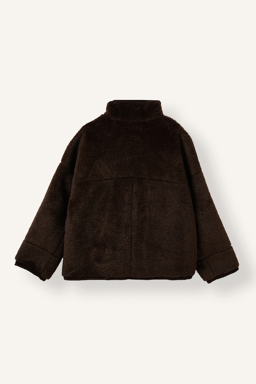 Women Brown Oversize Fit Faux Leather Jacket Faux Leather Jacket