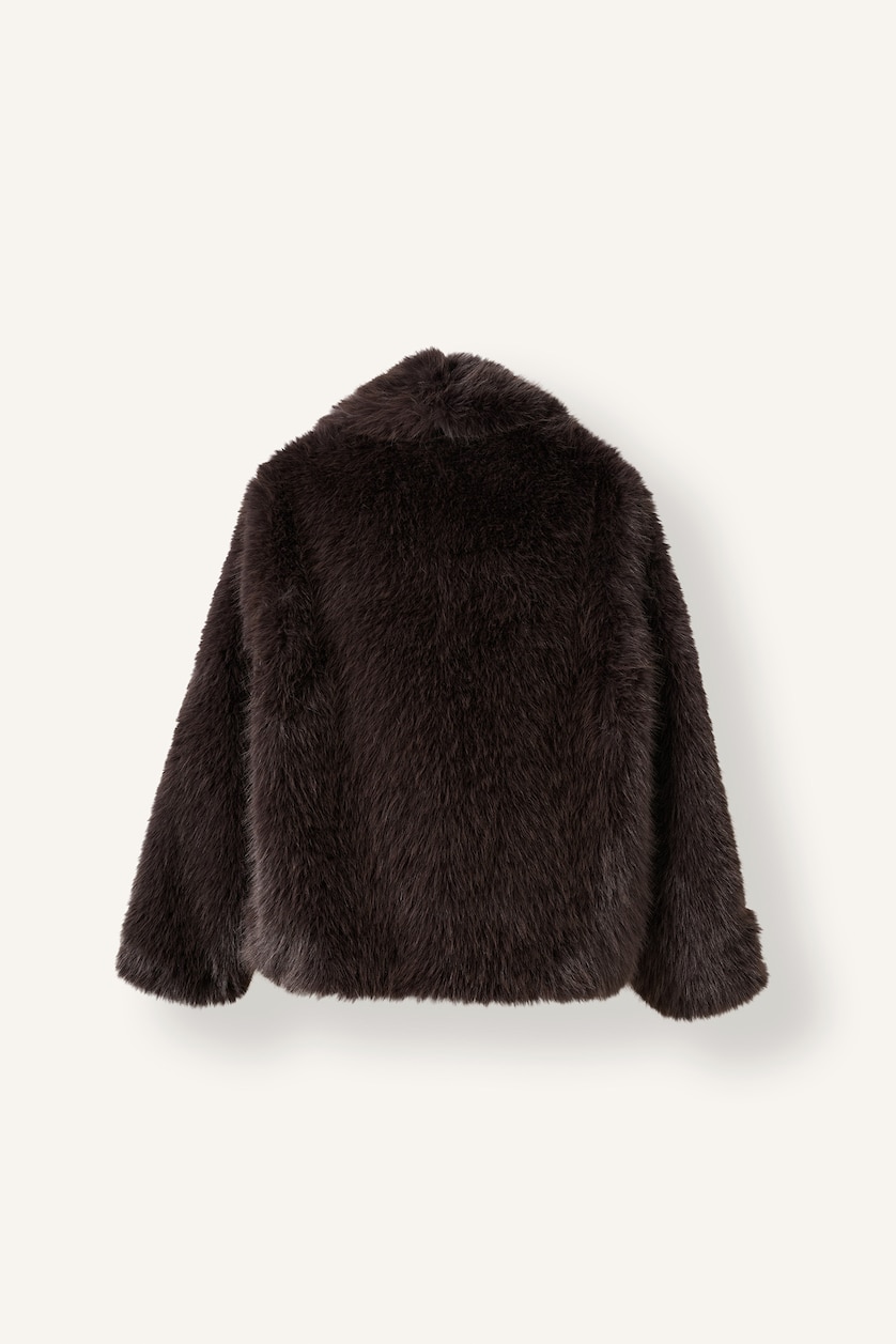 Women Brown Fur Coat Regular Fit Faux Fur