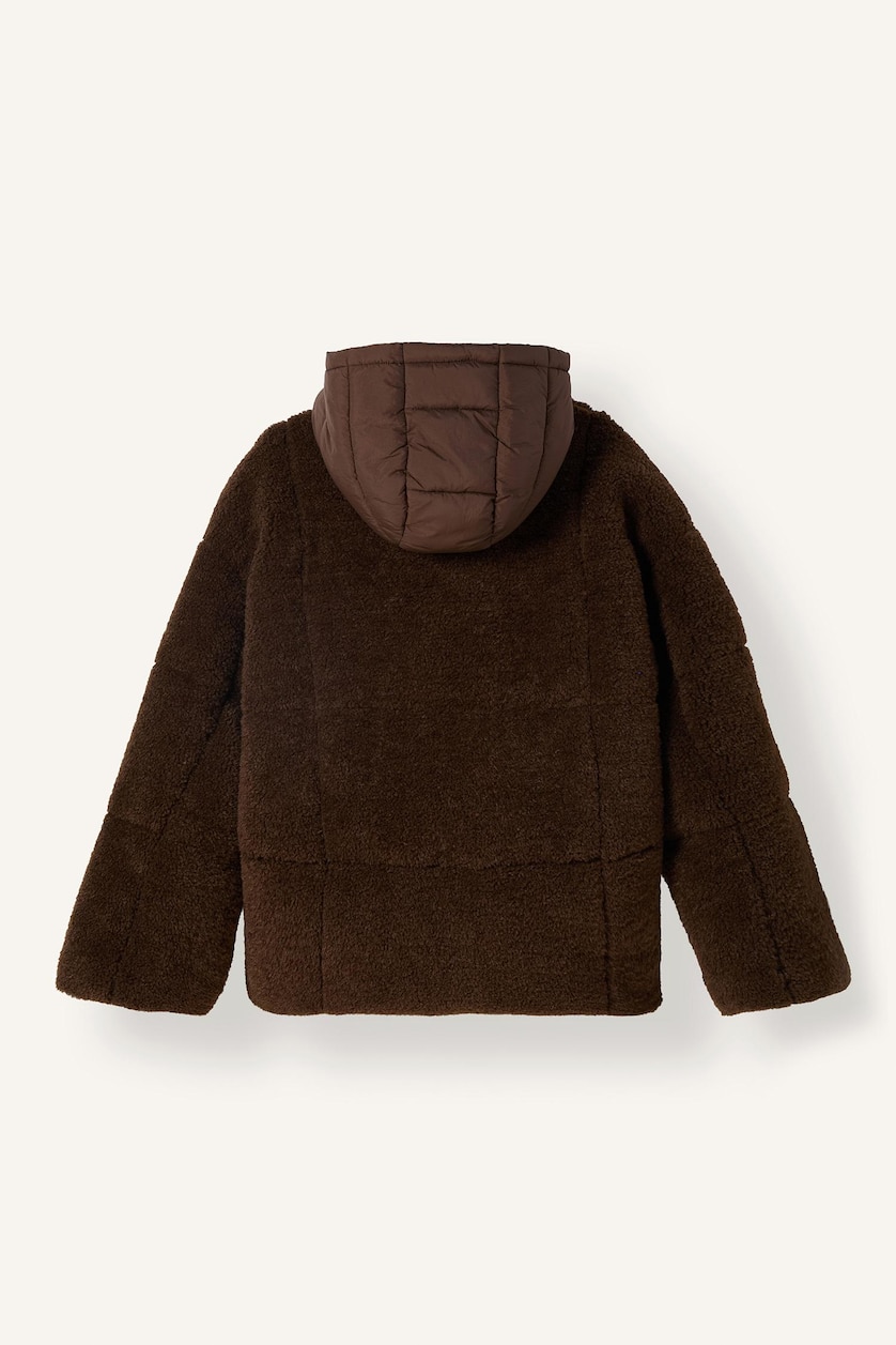 Women Brown Zipper Puffer Jacket