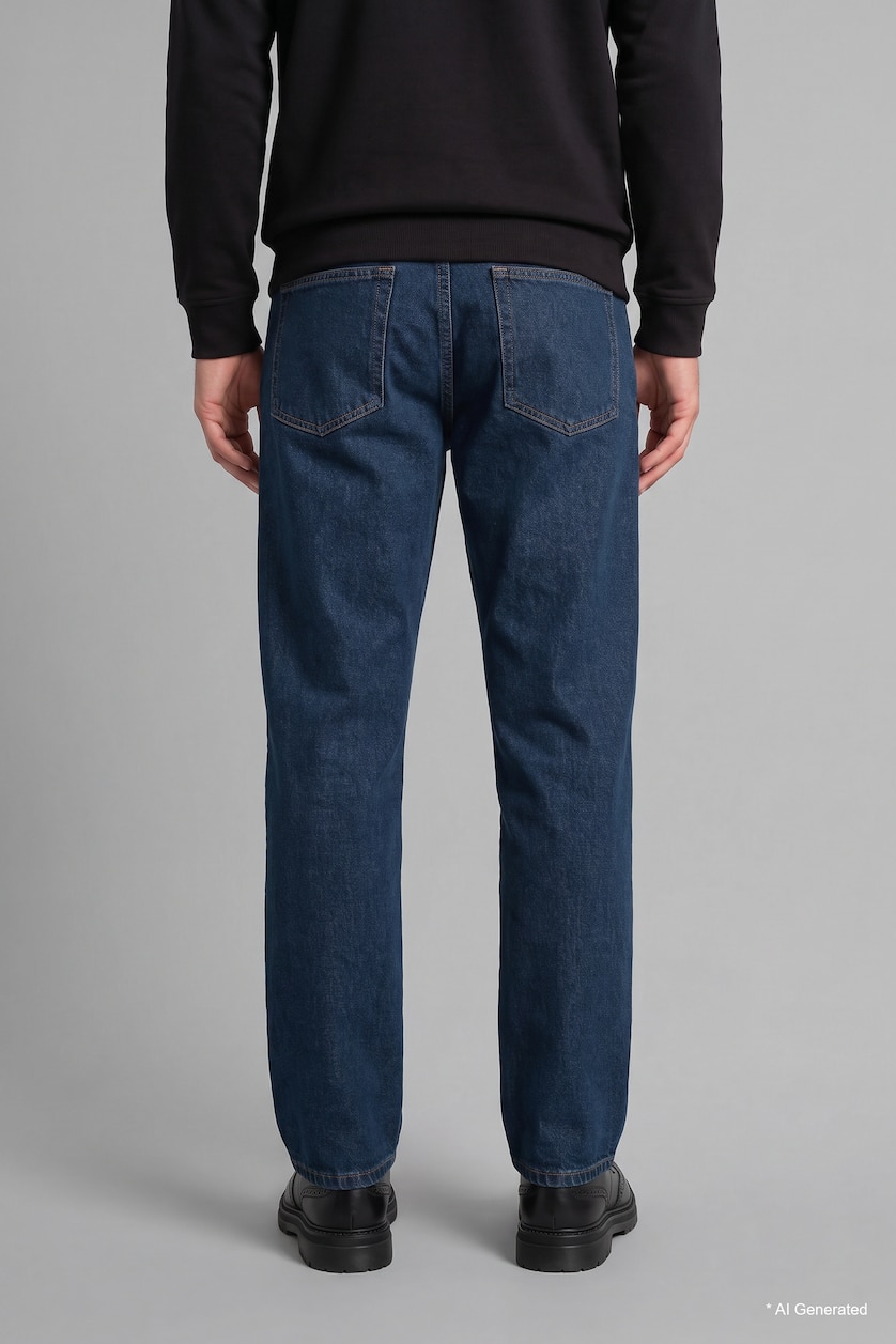 MAN Dark Blue Sergio Regular Fit Mid Waist Straight Leg Jeans