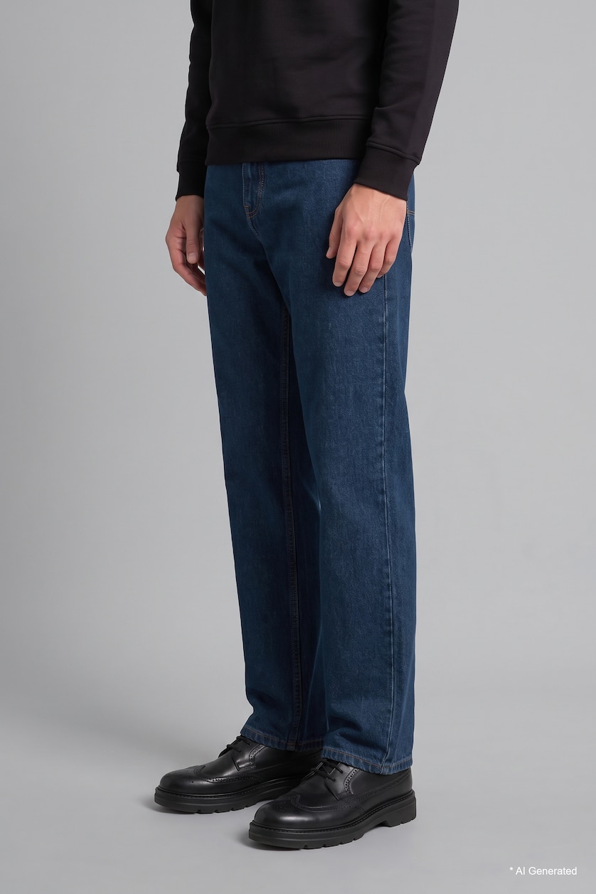 MAN Dark Blue Sergio Regular Fit Mid Waist Straight Leg Jeans