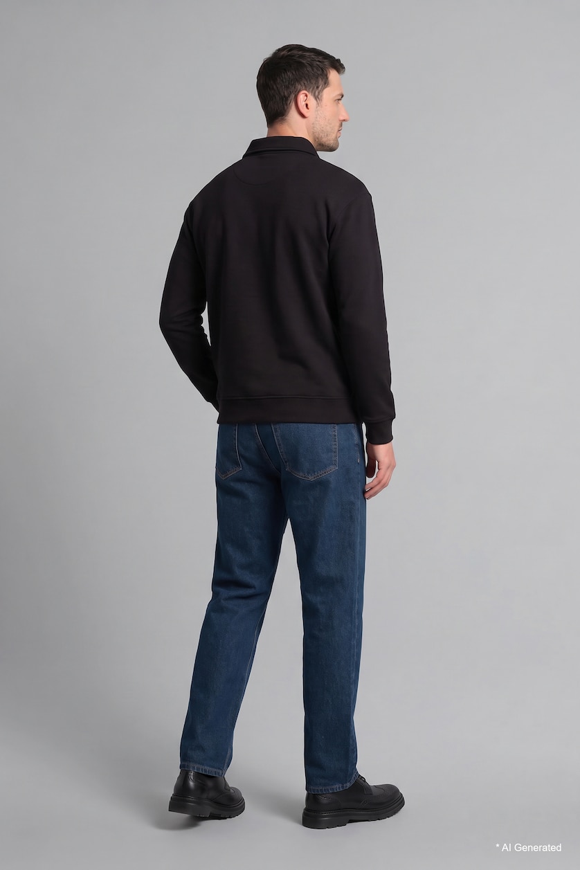 MAN Dark Blue Sergio Regular Fit Mid Waist Straight Leg Jeans
