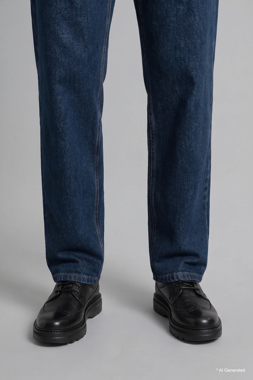MAN Dark Blue Sergio Regular Fit Mid Waist Straight Leg Jeans