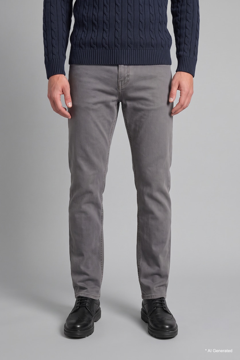 MAN Grey Sergio Regular Fit Mid Waist Straight Leg Jeans