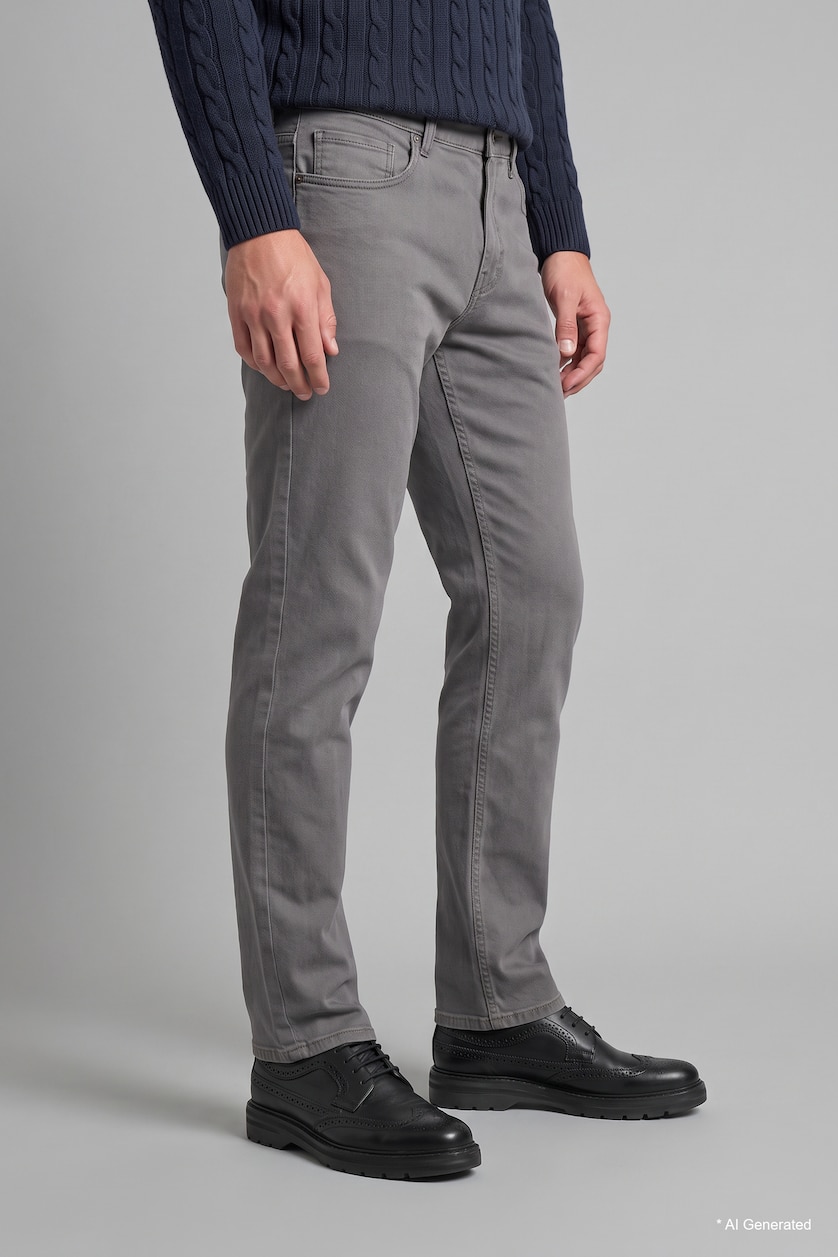 MAN Grey Sergio Regular Fit Mid Waist Straight Leg Jeans