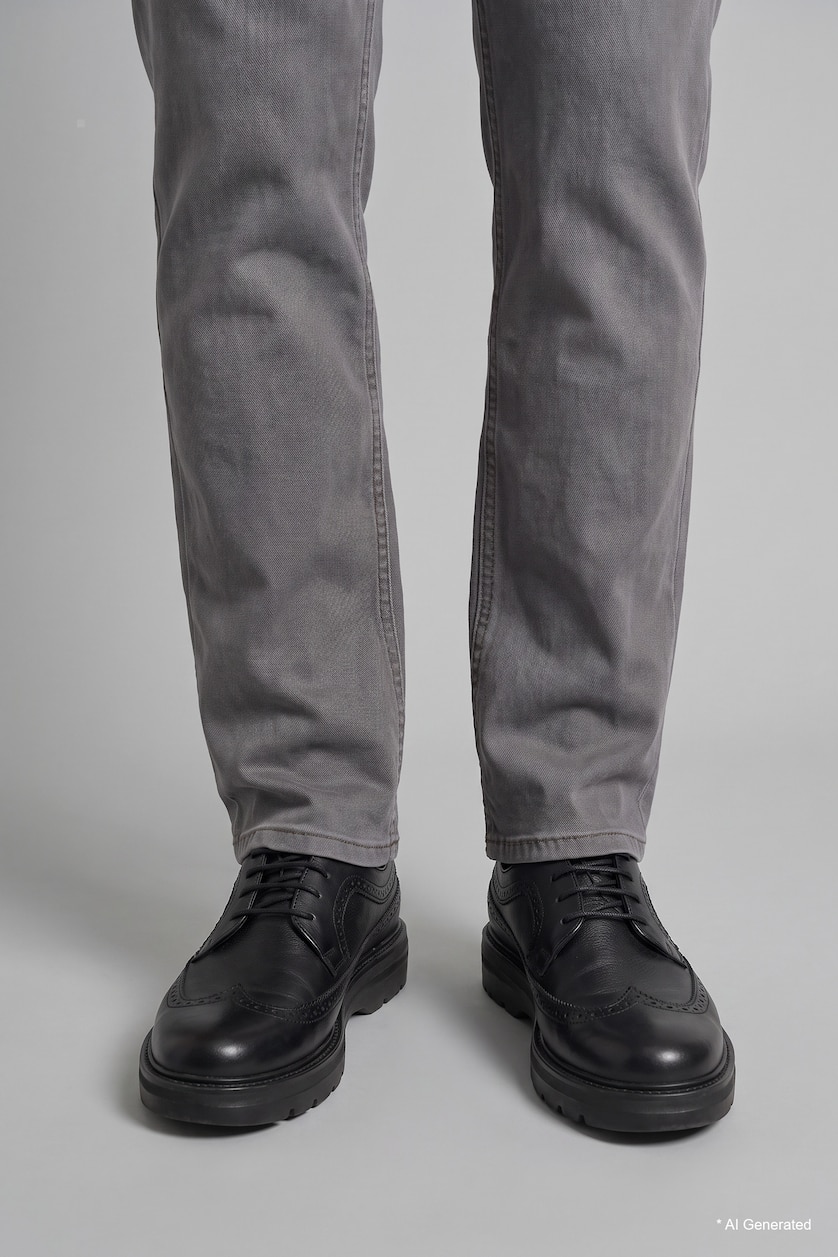 MAN Grey Sergio Regular Fit Mid Waist Straight Leg Jeans