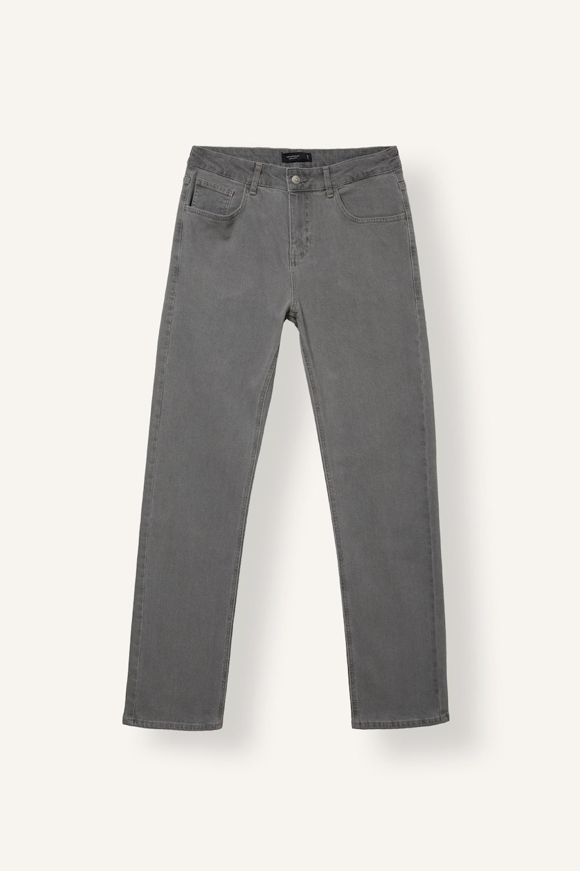 MAN Grey Sergio Regular Fit Mid Waist Straight Leg Jeans