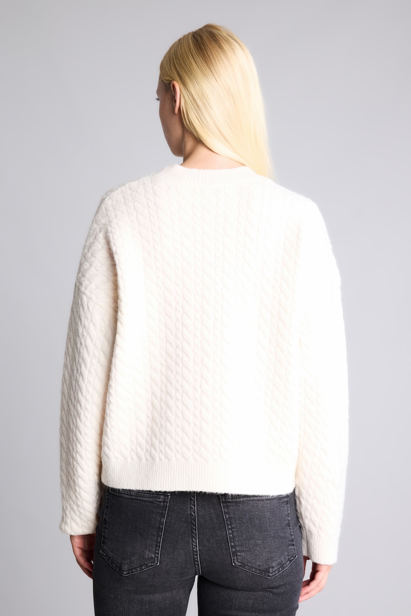 WOMAN Ecru Regular Fit Crew Neck Knitted Christmas Pullover
