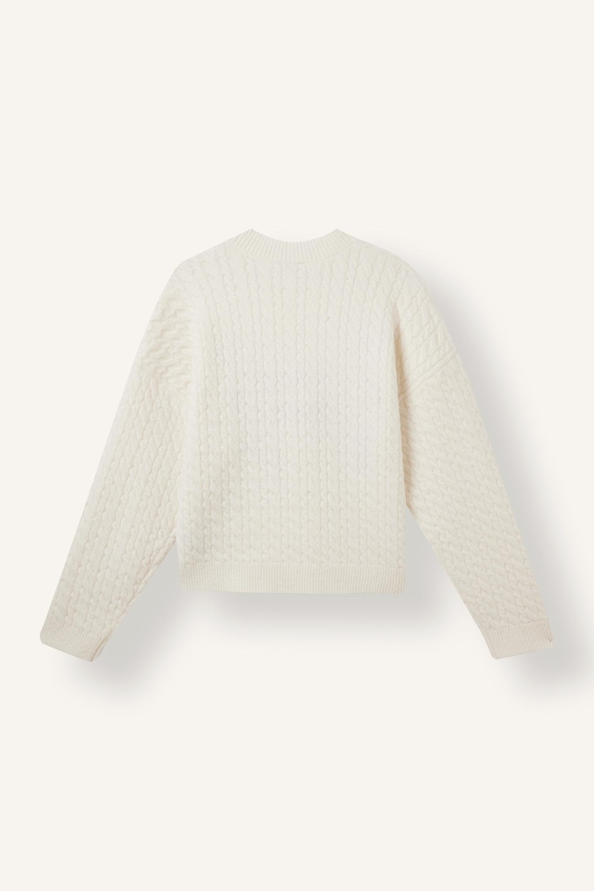 WOMAN Ecru Regular Fit Crew Neck Knitted Christmas Pullover