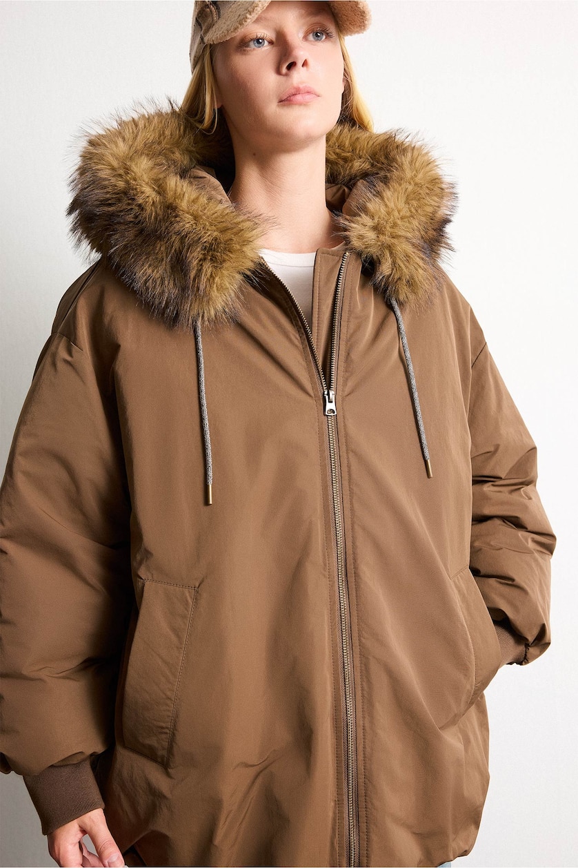 Женщины Хаки Oversize парка