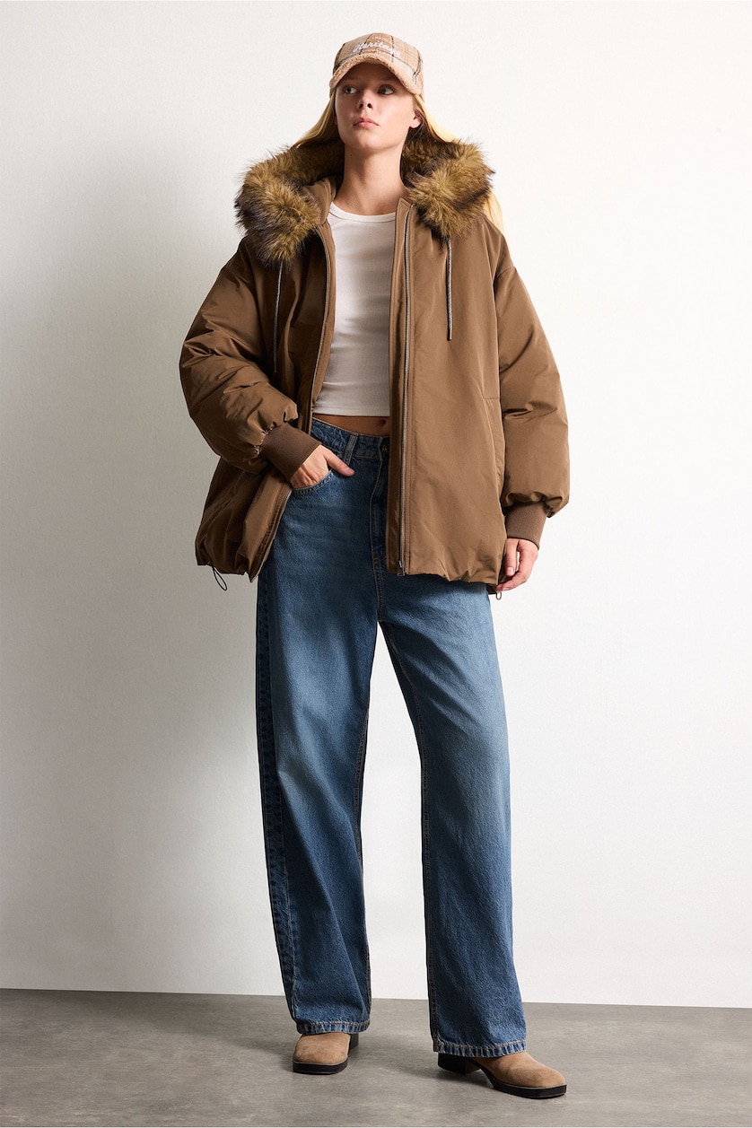 Женщины Хаки Oversize парка