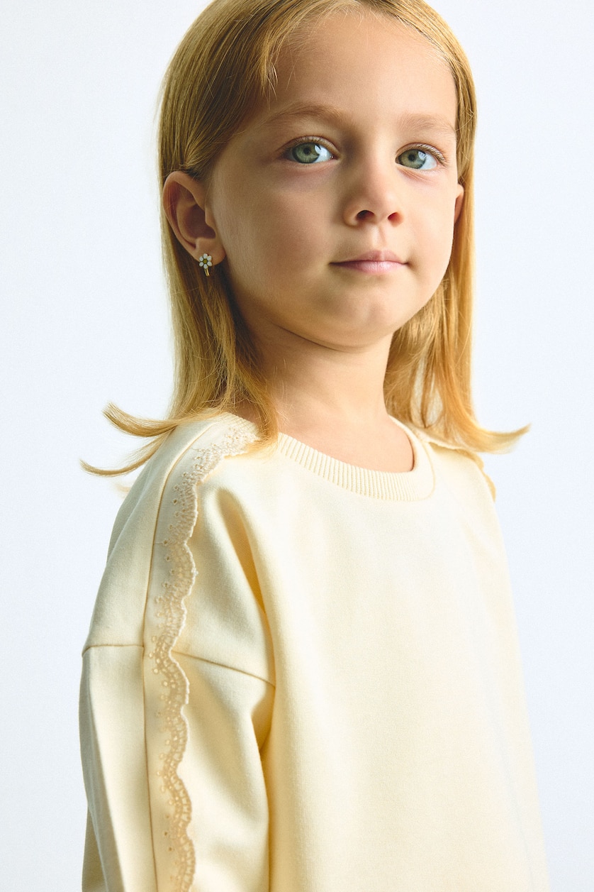 BÉBÉ FILLE Écru Ensemble Top à manches longues et bas à taille élastique pour bébé fille