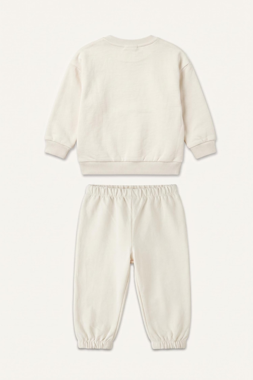 BÉBÉ FILLE Écru Ensemble Top à manches longues et bas à taille élastique pour bébé fille