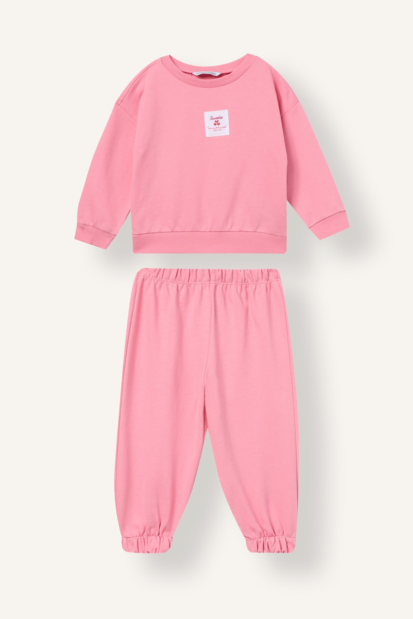 Baby Girls Pink Baby Girl 100% Cotton Long Sleeve Top and Bottom 2-Piece Set