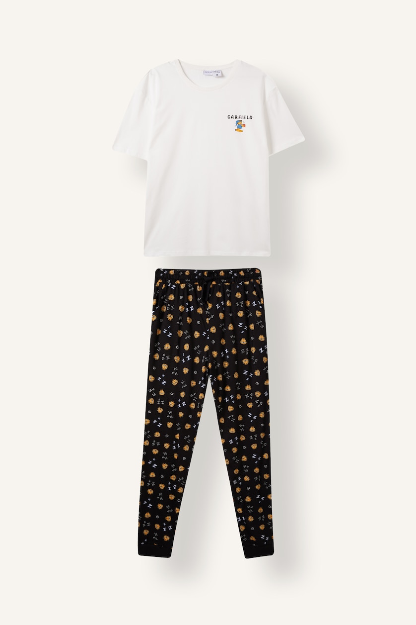 Erkek Siyah Baskılı New Regular Fit Pijama Takımı