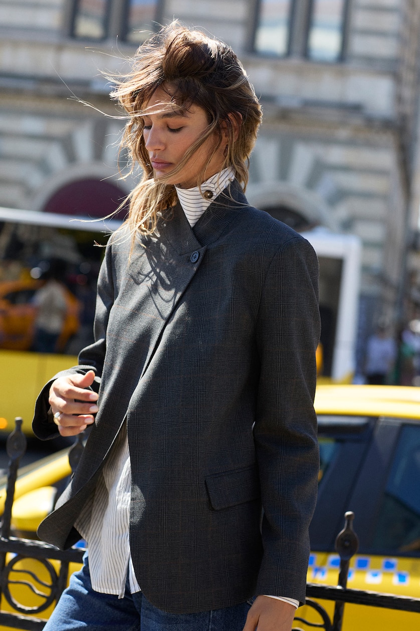 WOMAN Brown Asymmetric Blazer