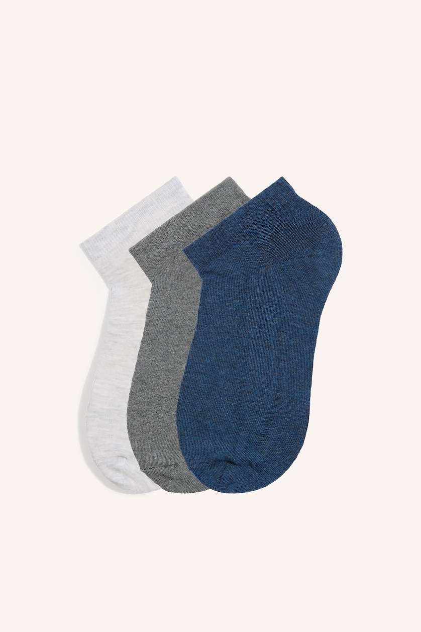 Men Grey Melange 3 piece Cotton Short Socks