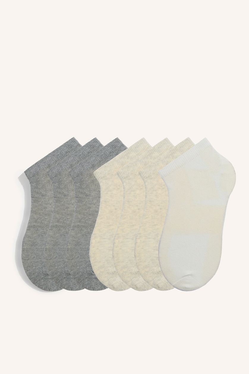 WOMAN Grey Melange Woman 7 Piece Cotton Textured Socks