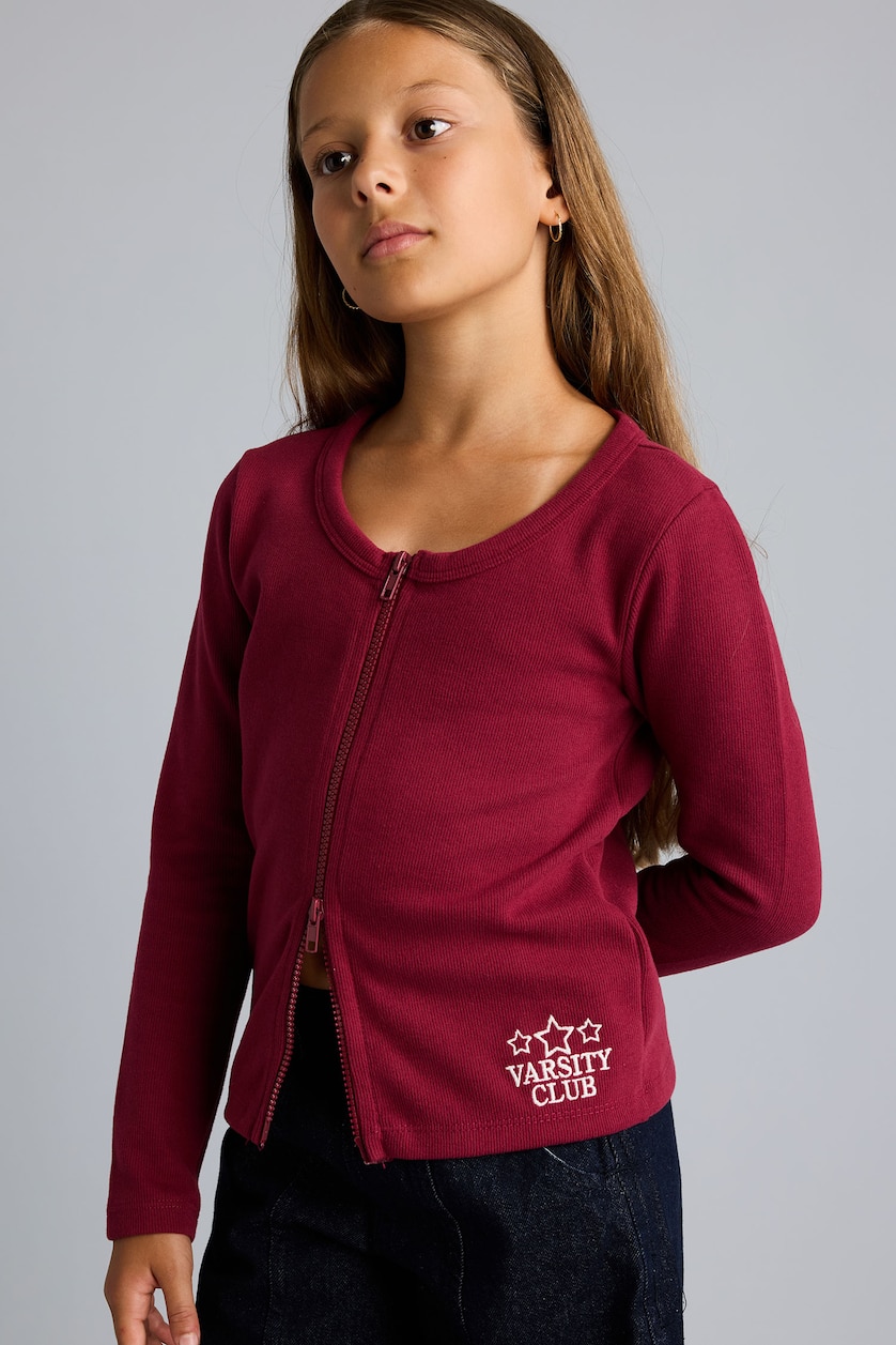 Девочки и подростки Бордовый Girl Round Neck Thessaloniki Fabric Cardigan